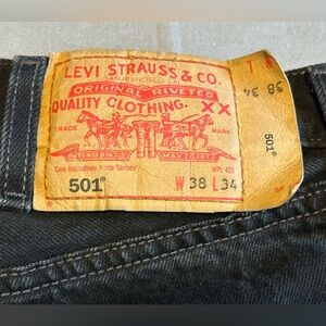 Levis 501 XX Jeans Mens 38x34 Black Straight Leg Button Fly Denim